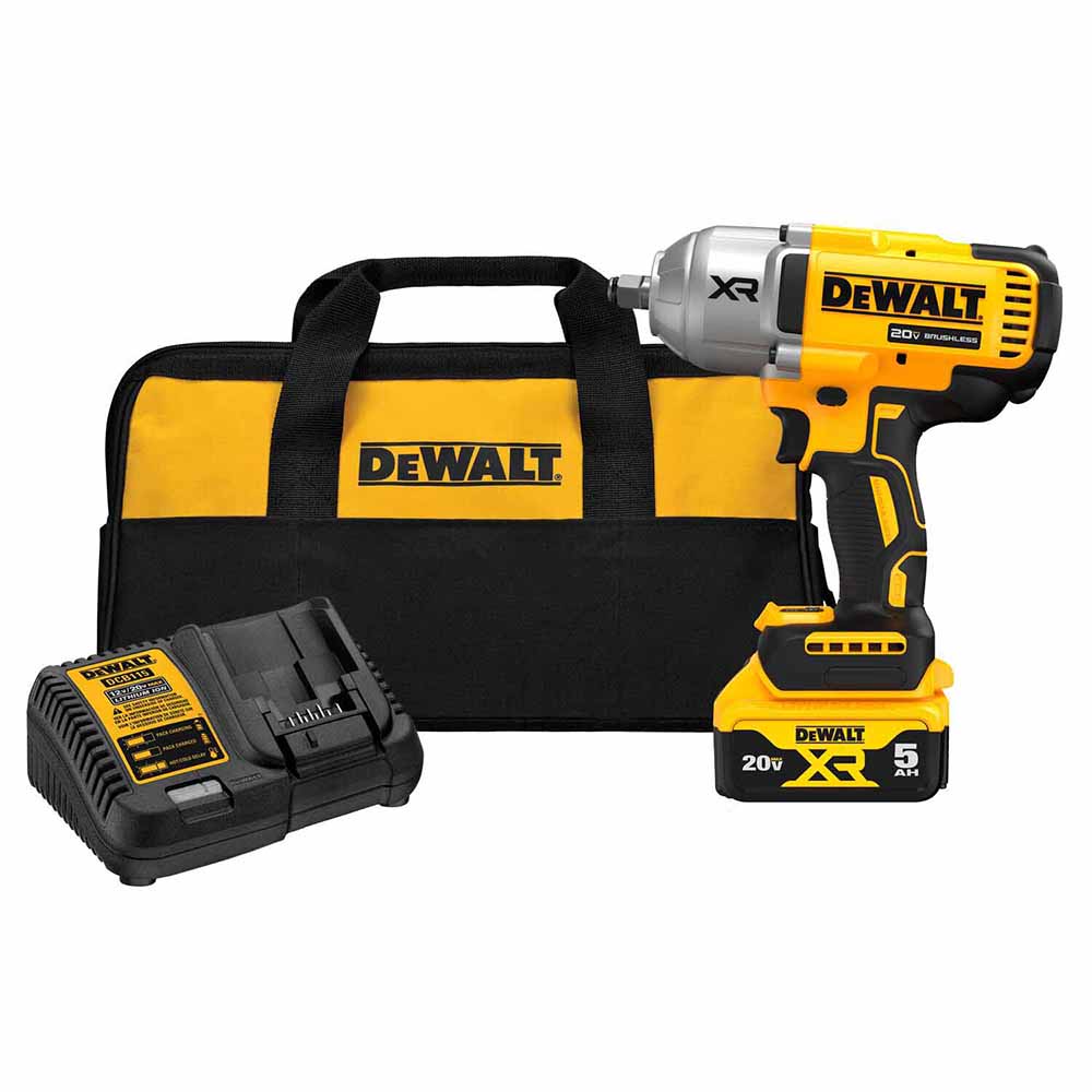 DeWalt DCF900P1 20V MAX XR 1/2-In High Torque Impact Wrench with Hog Ring Anvil with (1) 5.0 Ah Battery and Charger Kit