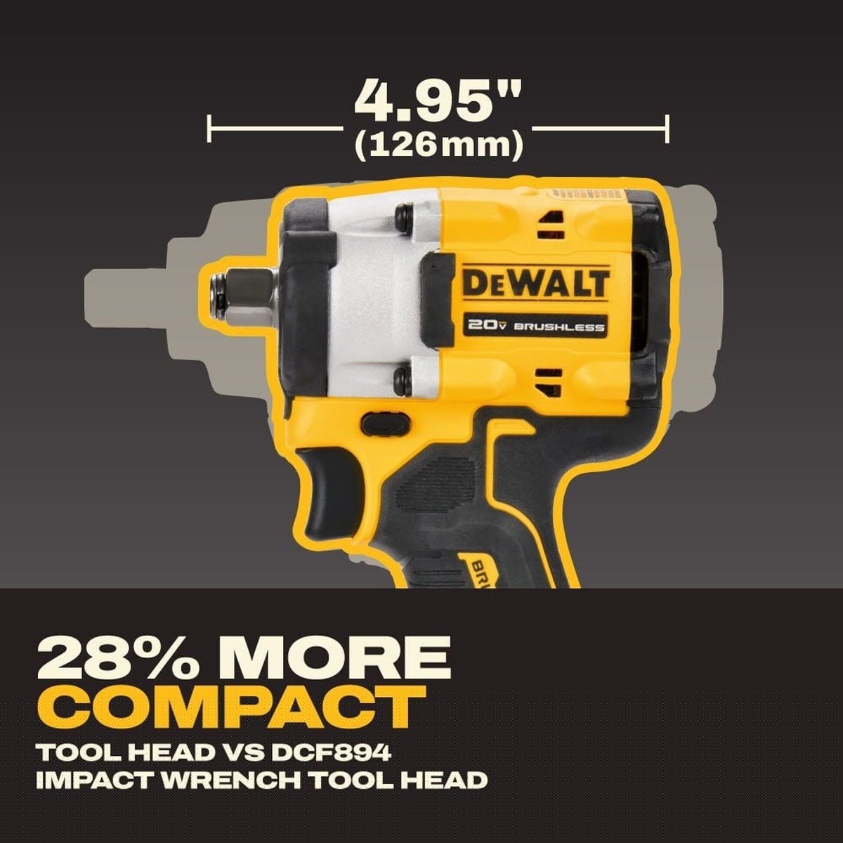 DeWalt DCF921P1 ATOMIC 20V MAX 1/2" Cordless Impact Wrench Kit with 5Ah Battery and Charger (1 Battery, 1 Charger, 1 Bag) - 5
