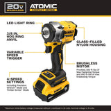DeWalt DCF923P1 ATOMIC 20V MAX 3/8" Cordless Impact Wrench With Hog Ring Anvil Kit - 6