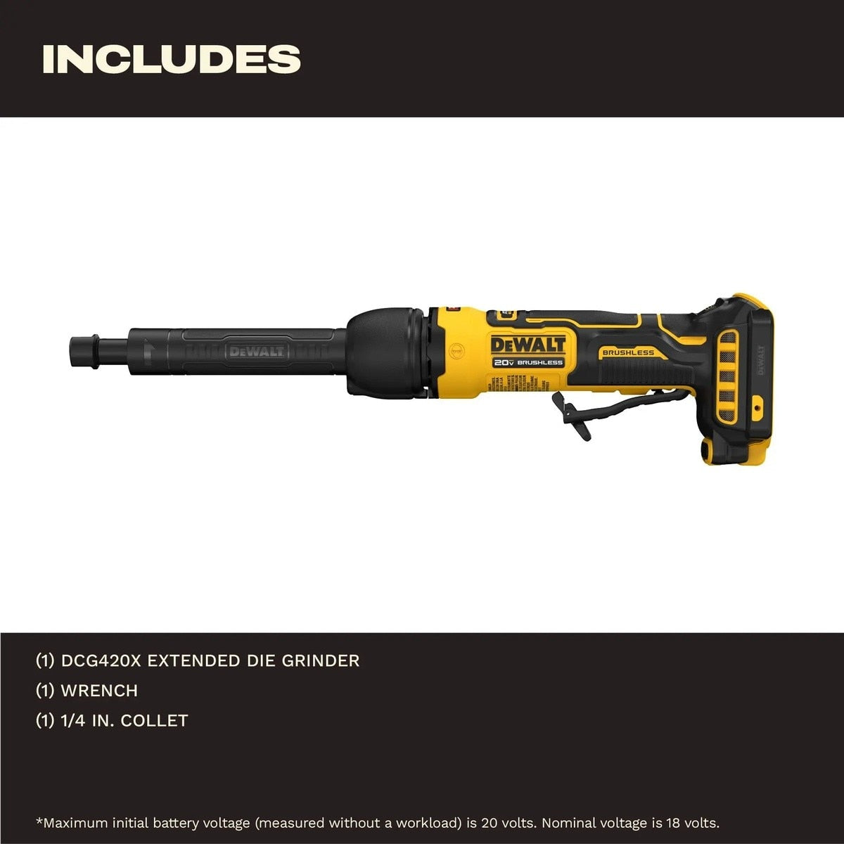 DeWalt DCG420XB 20V MAX ATOMIC Extended Cordless Die Grinder Tool Only 17.83" - 4