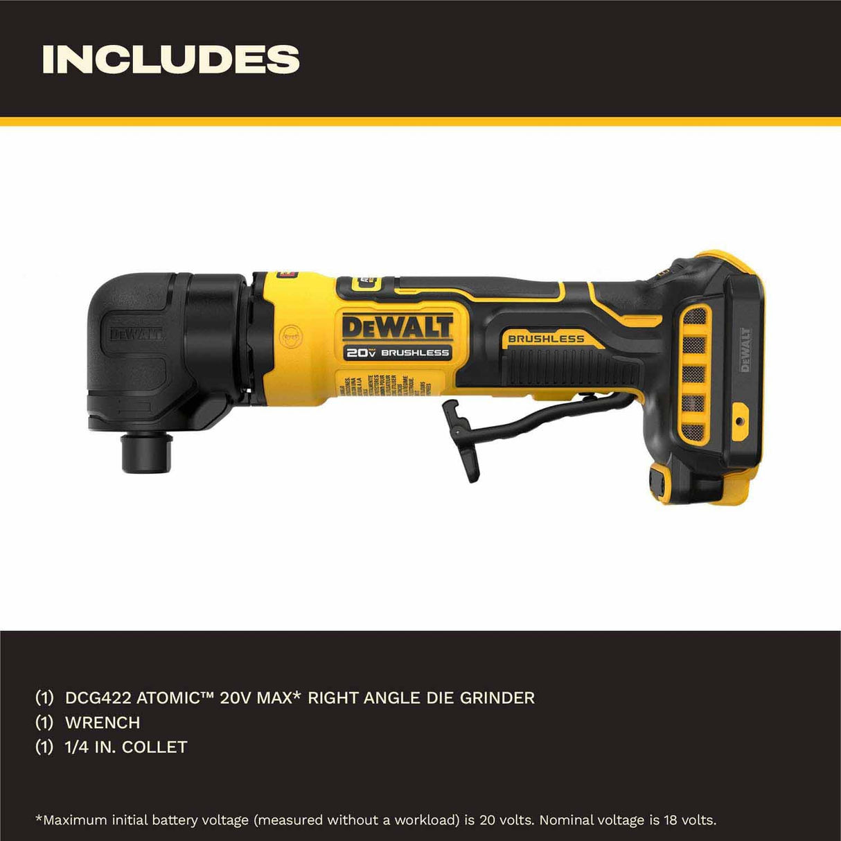 DeWalt DCG422B 20V MAX* ATOMIC Right Angle Die Grinder (Tool Only) - 3