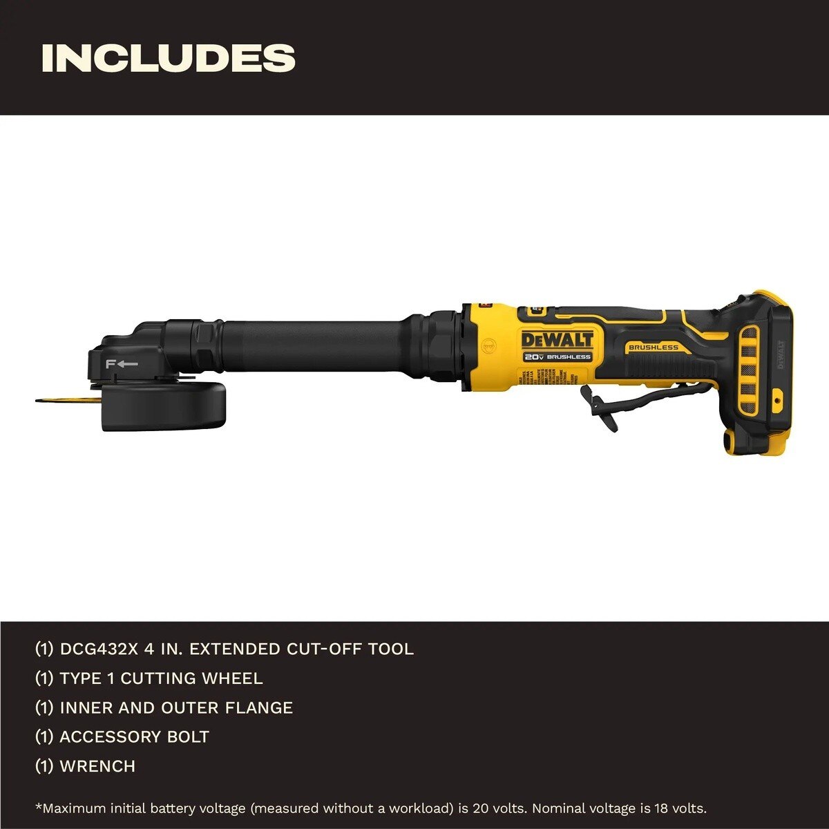 DeWalt DCG432XB ATOMIC 20V MAX 4" Extended Cut-Off Tool Brushless Cordless Tool Only - 5