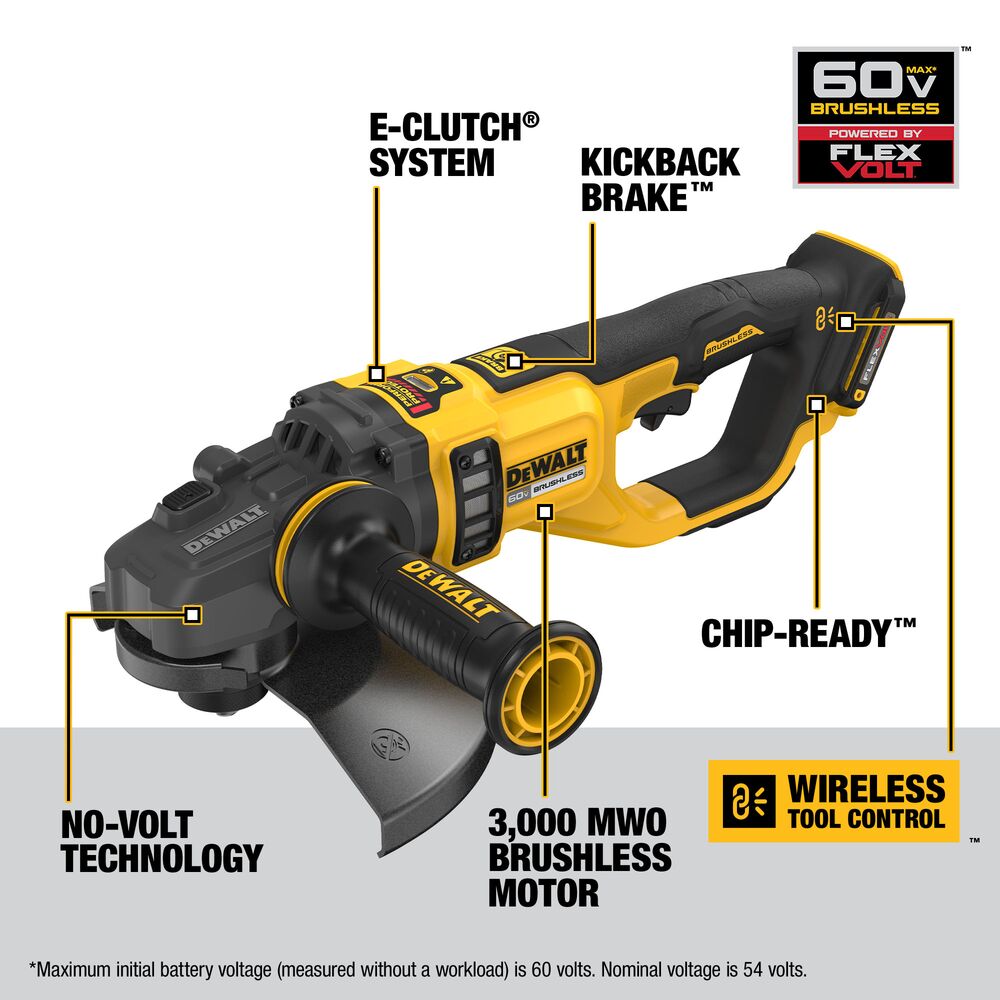 DeWalt DCG460X2 60V Cordless 7"-9" Large Angle Grinder Kit - 2