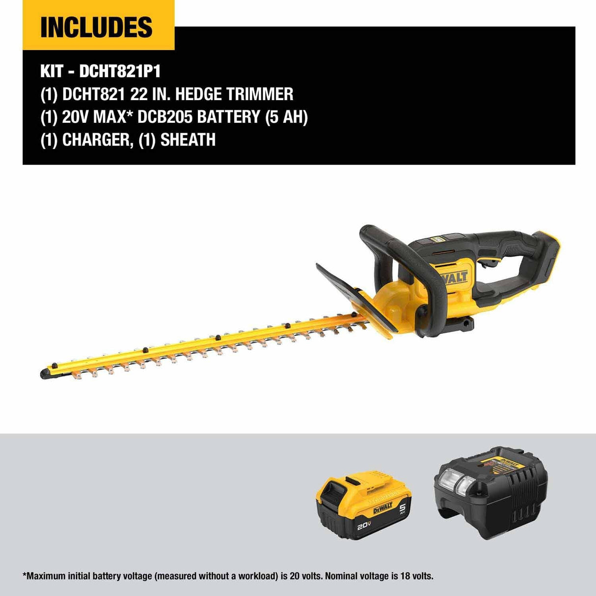 DeWalt DCHT821P1 DEWALT 20V MAX 22" Hedge Trimmer Kit - 3