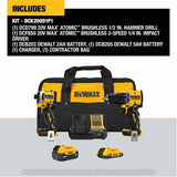 DeWalt DCK200D1P1 20V MAX 2-Tool Hammer Drill/Impact Combo Kit - 2