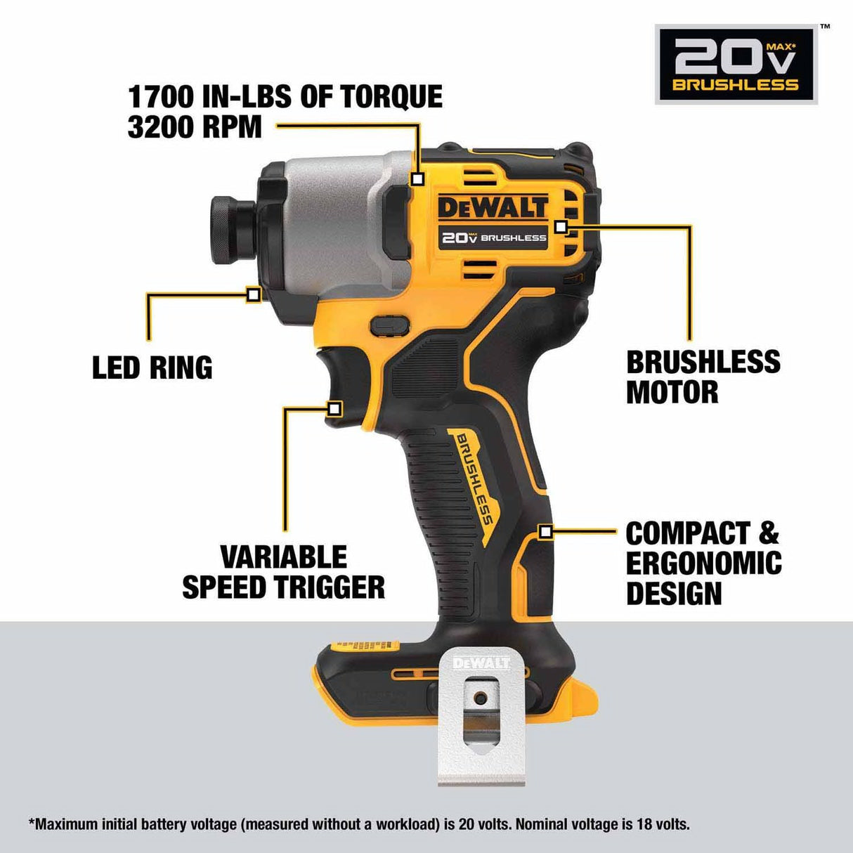 DeWalt DCK203P2 20V MAX 2-Tool Hammer Drill/Impact Combo Kit with Batteries and Charger - 3