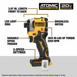 DeWalt DCK2050M2 20V Max Brushless Cordless XR 1/2 In. Hammer Drill/Driver And Atomic 1/4 In. Impact Driver Kit With 4.0Ah Batteries - 3