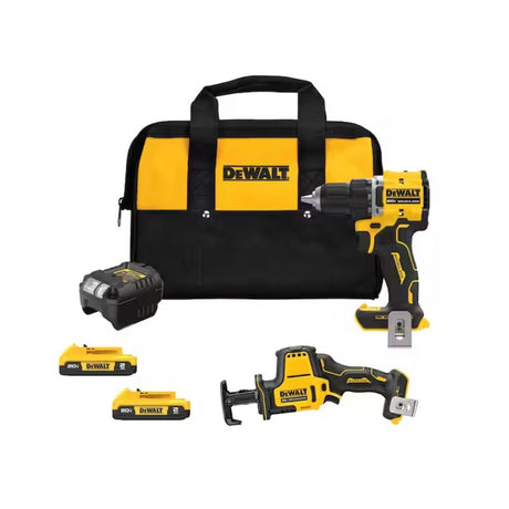 DeWalt DCK208D2 20V Max Lithium-Ion Cordless 2-Tool Combo Kit with (2) Batteries, Charger and Bag