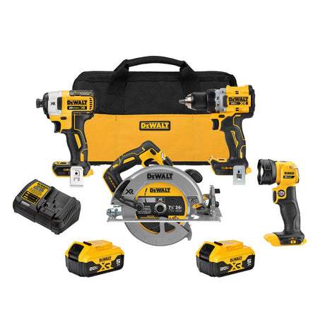 DEWALT DCK447P2 20V MAX XR® Brushless Cordless 4-Tool Combo Kit With 5.0Ah Batteries