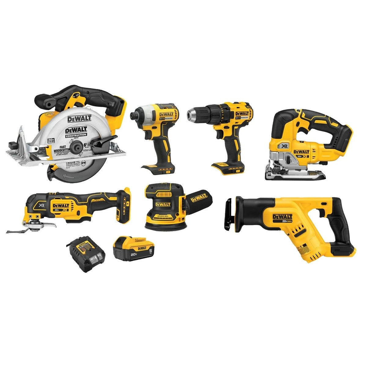DeWalt DCK751P1 20V MAX 7-Tool Cordless Combo Kit with Battery and Charger (5Ah)