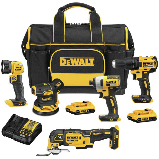 DeWalt DCKSS521D2 20V Max Cordless 5-Tool Combo Kit With Contractor Bag