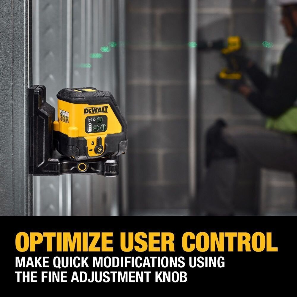 DeWalt DCLE14201GB USB Rechargeable Green Cross Line Laser Base Kit - 7