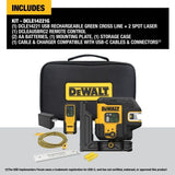DeWalt  DCLE14221G USB Rechargeable Green 2 Spot and Cross Line Laser Kit - 2