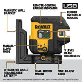 DeWalt  DCLE14251GB USB Rechargeable Green 5 Spot and Cross Line Laser Base Kit - 2