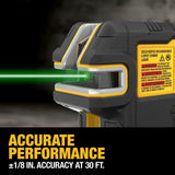 DeWalt  DCLE14251GB USB Rechargeable Green 5 Spot and Cross Line Laser Base Kit - 3