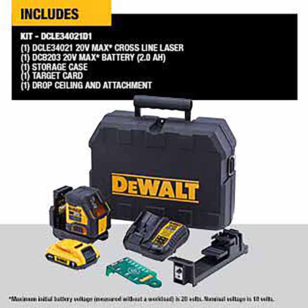 DeWalt DCLE34021D1 Atomic 20V Max Green Cross Line Laser Kit - 2