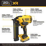DeWalt DCN210E1 20V MAX XR 18 Gauge Brushless Cordless Brad Nailer Kit - 5