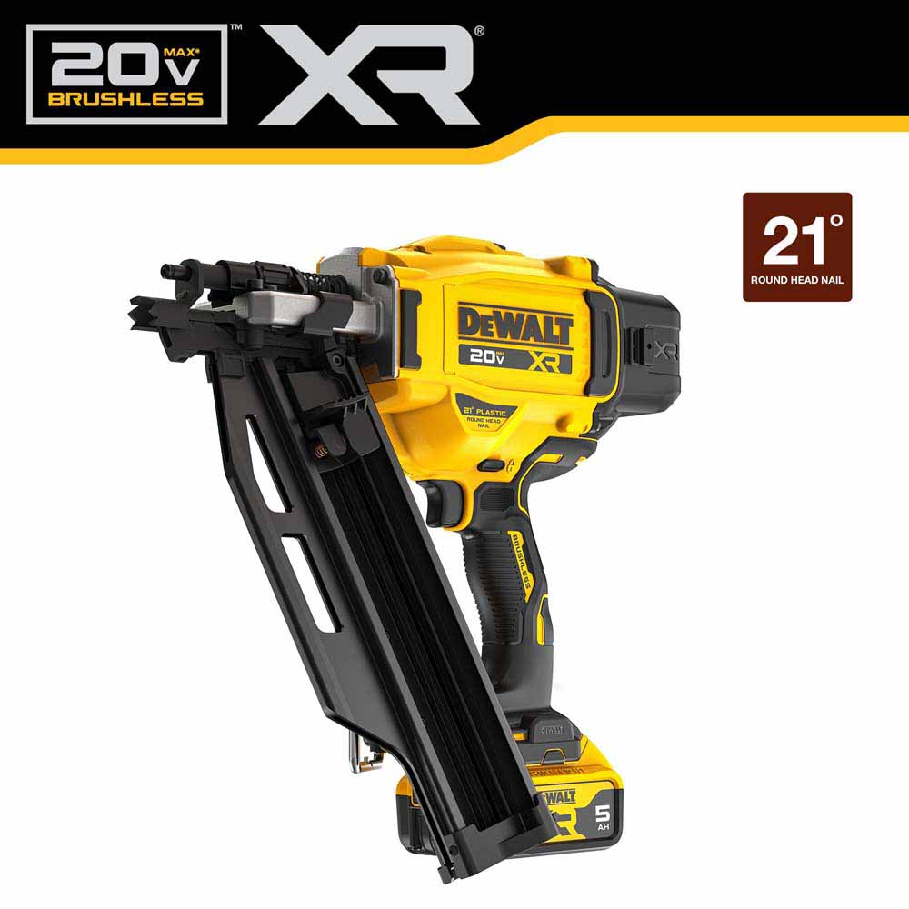 DeWalt DCN920P1 20V MAX XR Brushless Cordless 21 Degree Plastic Collated Framing Nailer Kit - 8