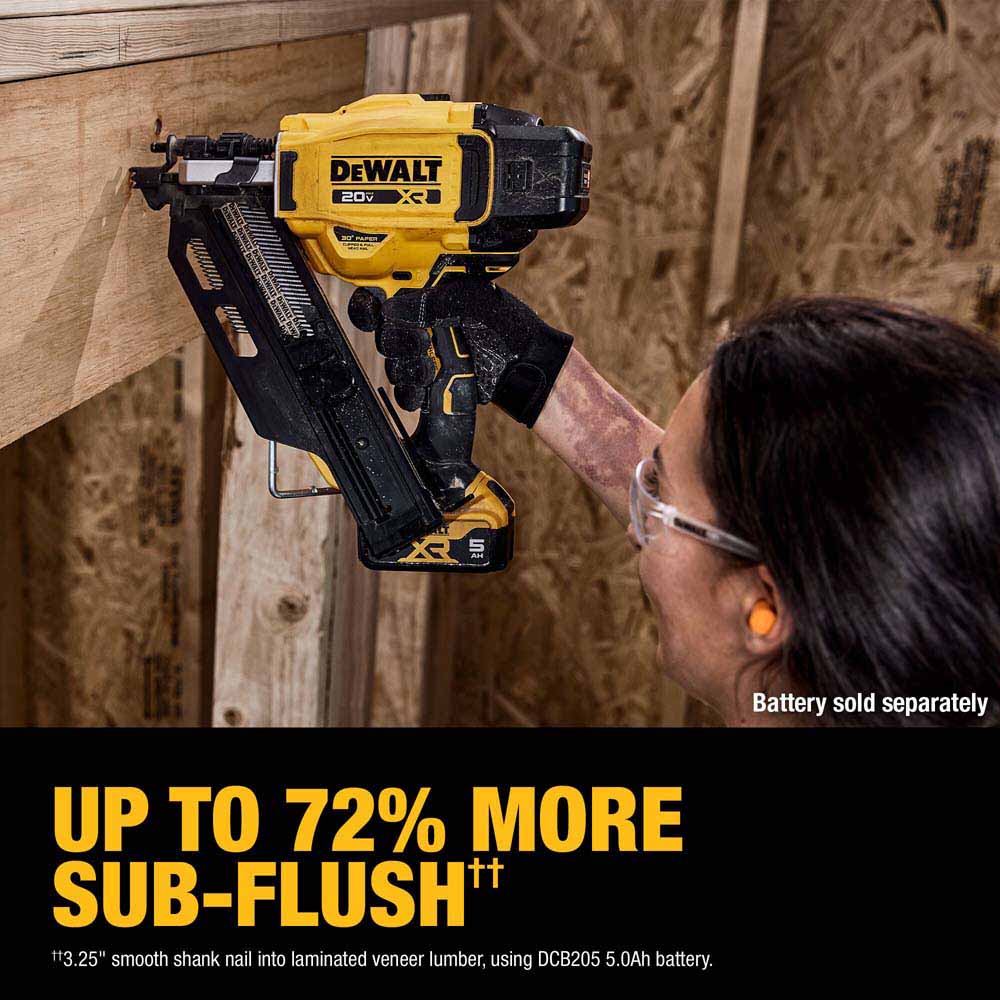 DeWalt DCN930B 20V MAX XR Brushless Cordless 30 Degree Paper Collated Framing Nailer (Tool Only) - 16