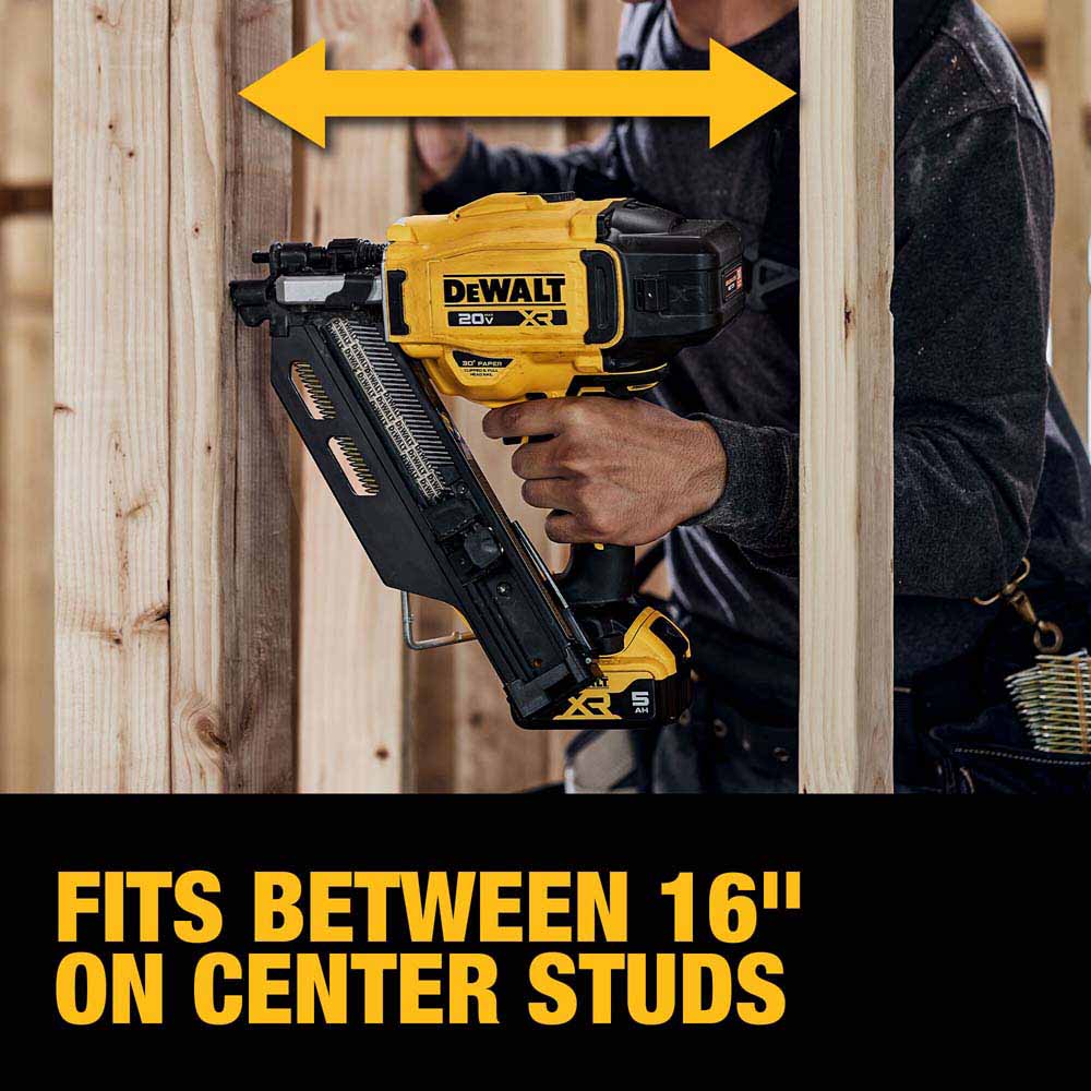 DeWalt DCN930P1 20V MAX XR Brushless Cordless 30 Degree Paper Tape Framing Nailer Kit - 10