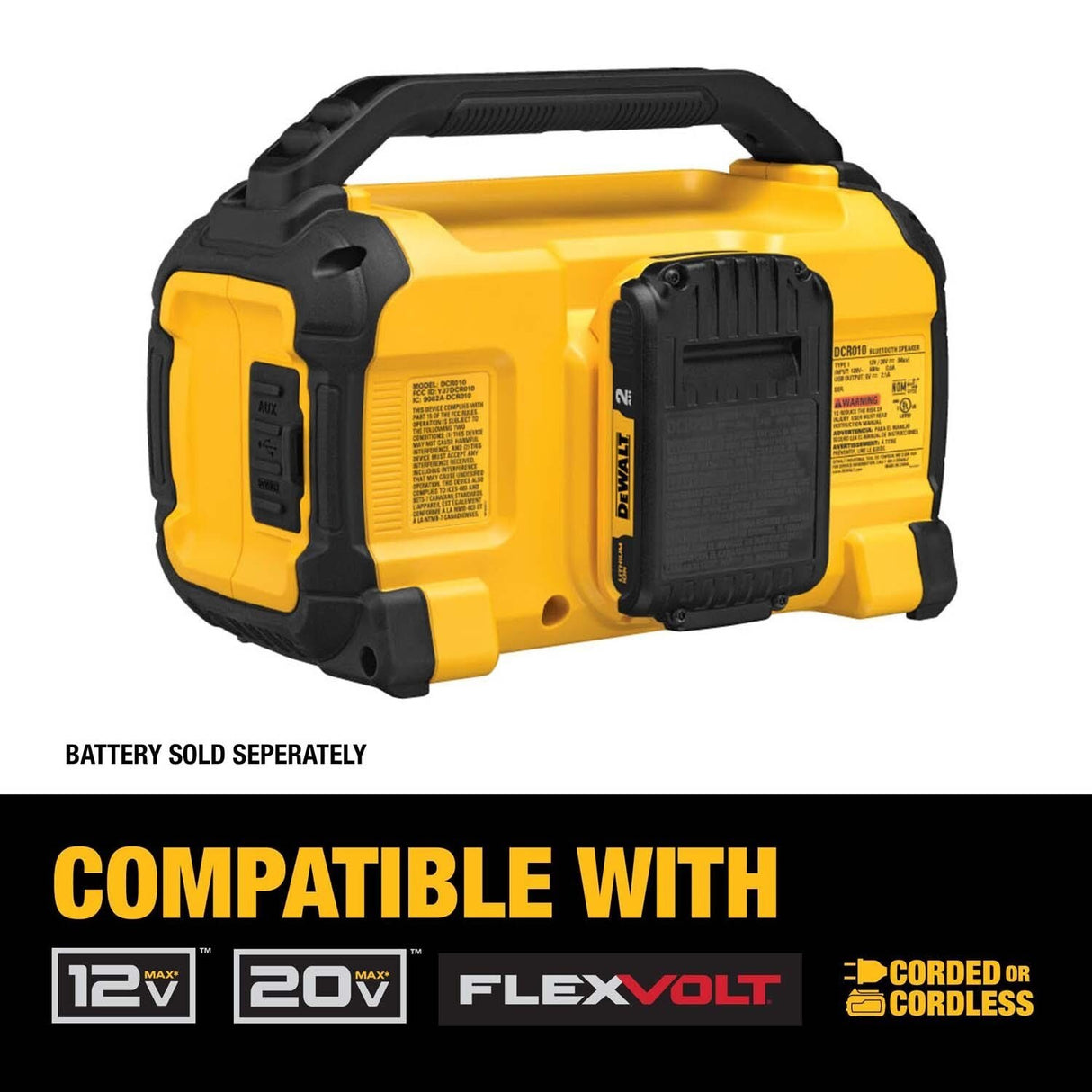 DeWalt DCR010C1 12V/20V Max Cordless Bluetooth Jobsite Bluetooth Speaker - 5