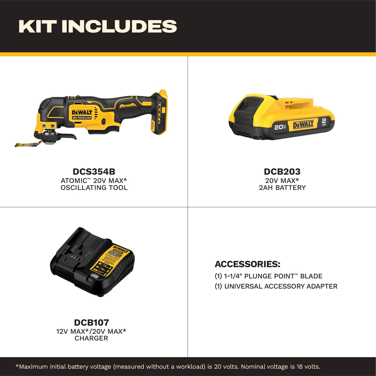 DeWalt DCS354D1 20V MAX Brushless Cordless Oscillating Multi-Tool, Kit - 2