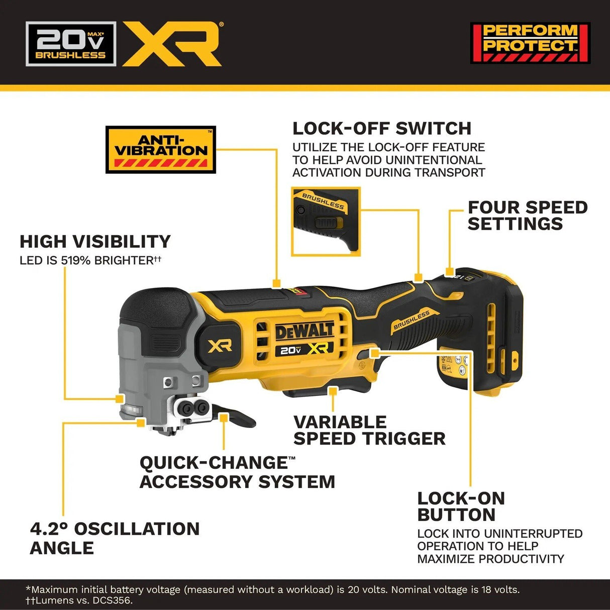 DeWalt DCS359B 20V MAX XR Brushless Oscillating Multi Tool with Quick Change Blades (Tool Only) - 2