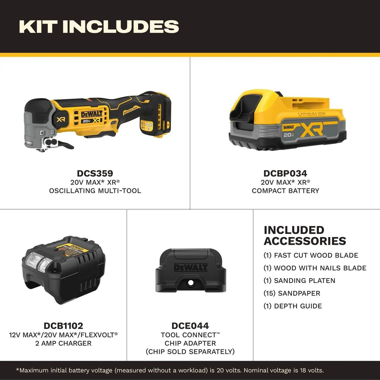 DeWalt DCS359E1 20V MAX XR Brushless Oscillating Multi-Tool Kit with Compact Battery and Charger - 4