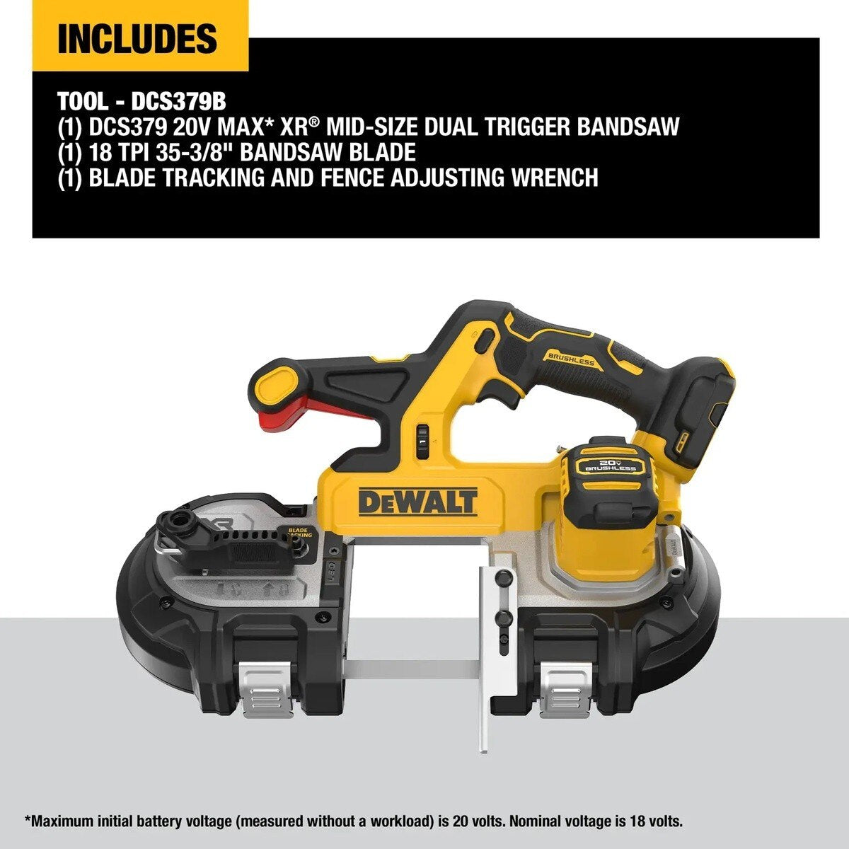 DeWalt DCS379BLR 20V MAX XR Brushless Dual Trigger Mid-Sized Bandsaw Tool Only - 3