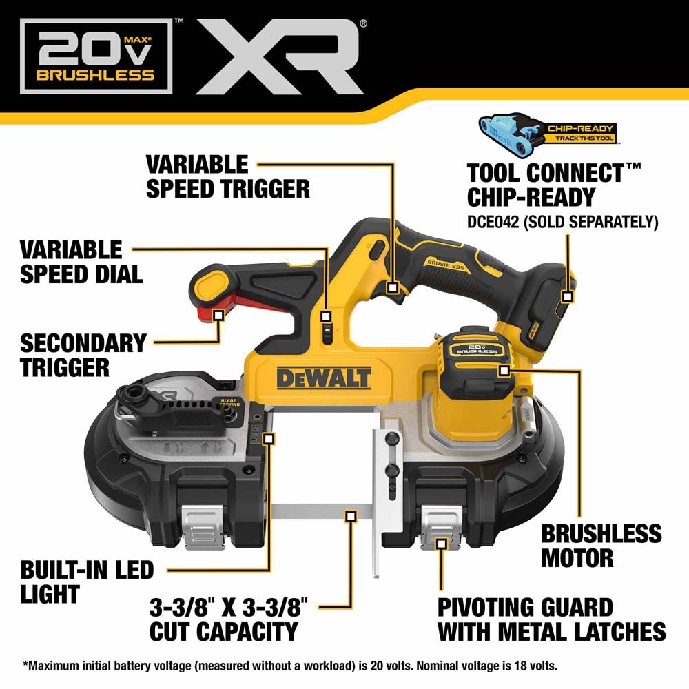 DeWalt DCS379B 20V 3-1/4" Dual Switch Band Saw (Tool Only) - 2