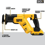 DeWalt DCS387D1 20V Max Lithium Ion Cordless Reciprocating Saw Kit, Compact, 2-Amp Hour - 2