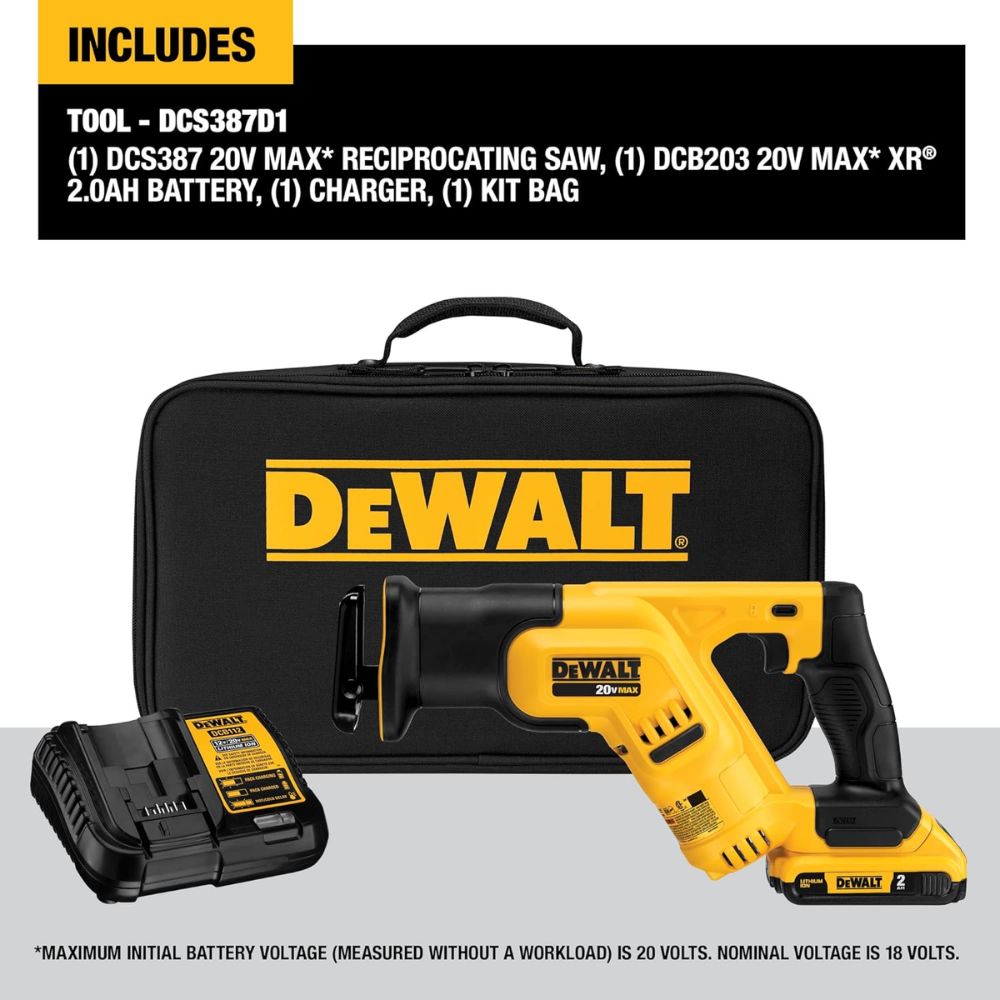 DeWalt DCS387D1 20V Max Lithium Ion Cordless Reciprocating Saw Kit, Compact, 2-Amp Hour - 4