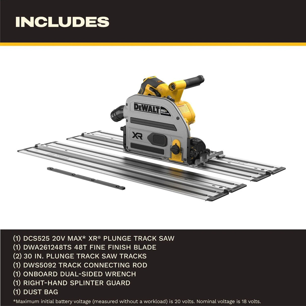 DeWalt DCS525ST 20V XR 6-1/2 in. Plunge Track Saw with 60 in. Track Kit - 2