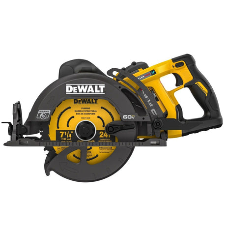 DeWalt DCS587X1 60V MAX 7-1/4" Tool Connect Rear Handle Worm Drive Style Circular Saw Kit (9.0Ah Battery)