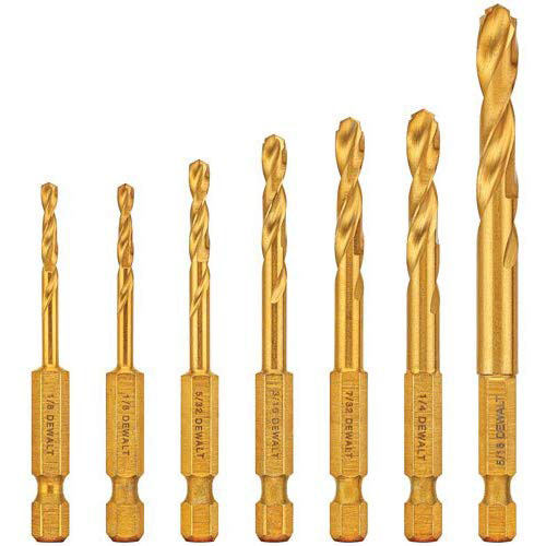 DeWalt DD5157 7-Piece Titanium Nitride Coating Impact Ready Wood and Metal Drill Bit Set 1/8" - 5/16"