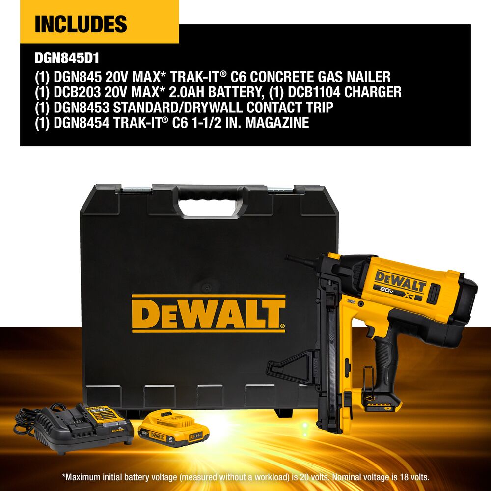 DeWalt DGN845D1 20V MAX XR Trak-It C6 Gas Nailer Kit - 8