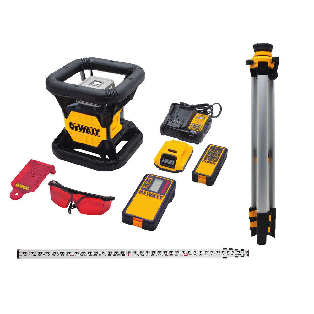 DeWalt DW079LRTR 20V Red Rotary Laser With Tripod And Rod