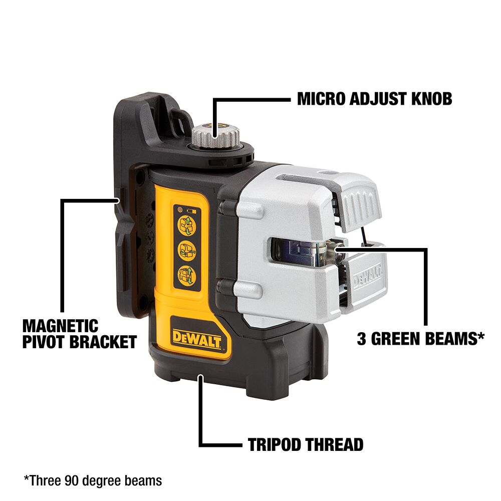 DeWalt DW089CG 3 Line Green Laser Level - 2