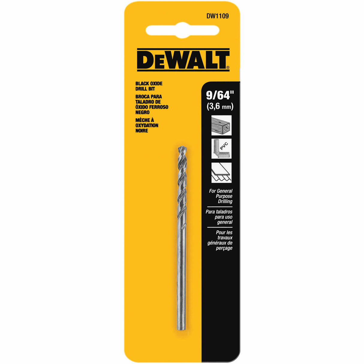 DeWalt DW1109 9/64" Black Oxide Split Point Drill Bit