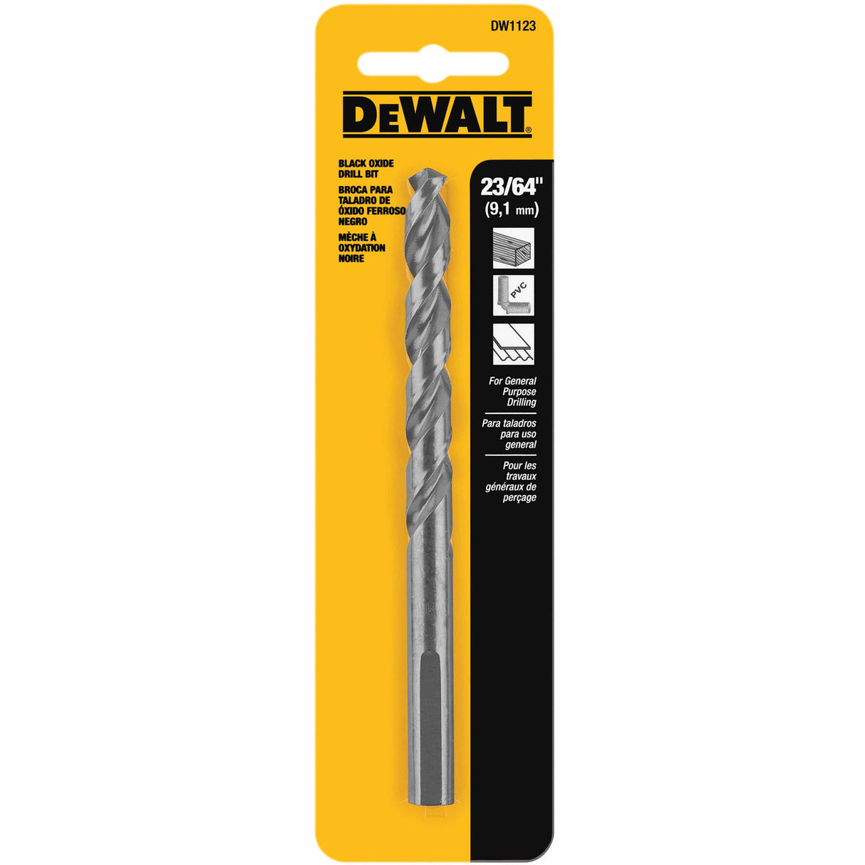 DeWalt DW1123 23/64" Black Oxide Split Point Drill Bit