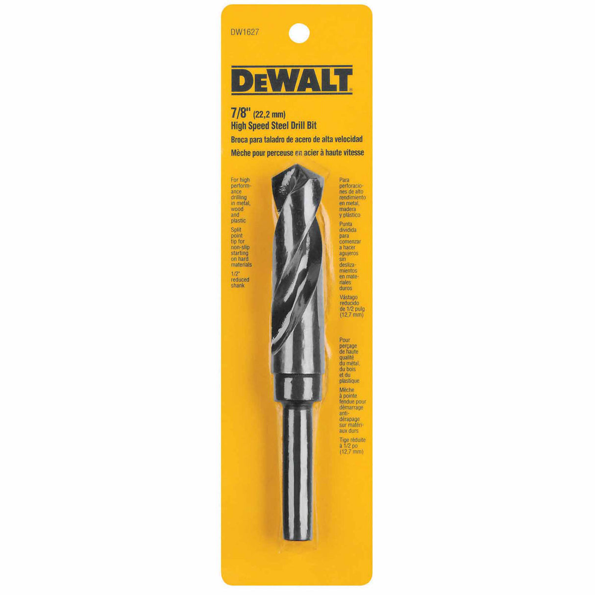 DeWalt DW1627 7/8" Reduced Shank Black Oxide Drill Bit (1/2" Shank) - 2