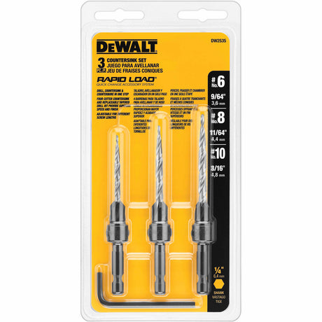 DeWalt DW2535 3 Piece Countersink Set (#6, #8, #10)