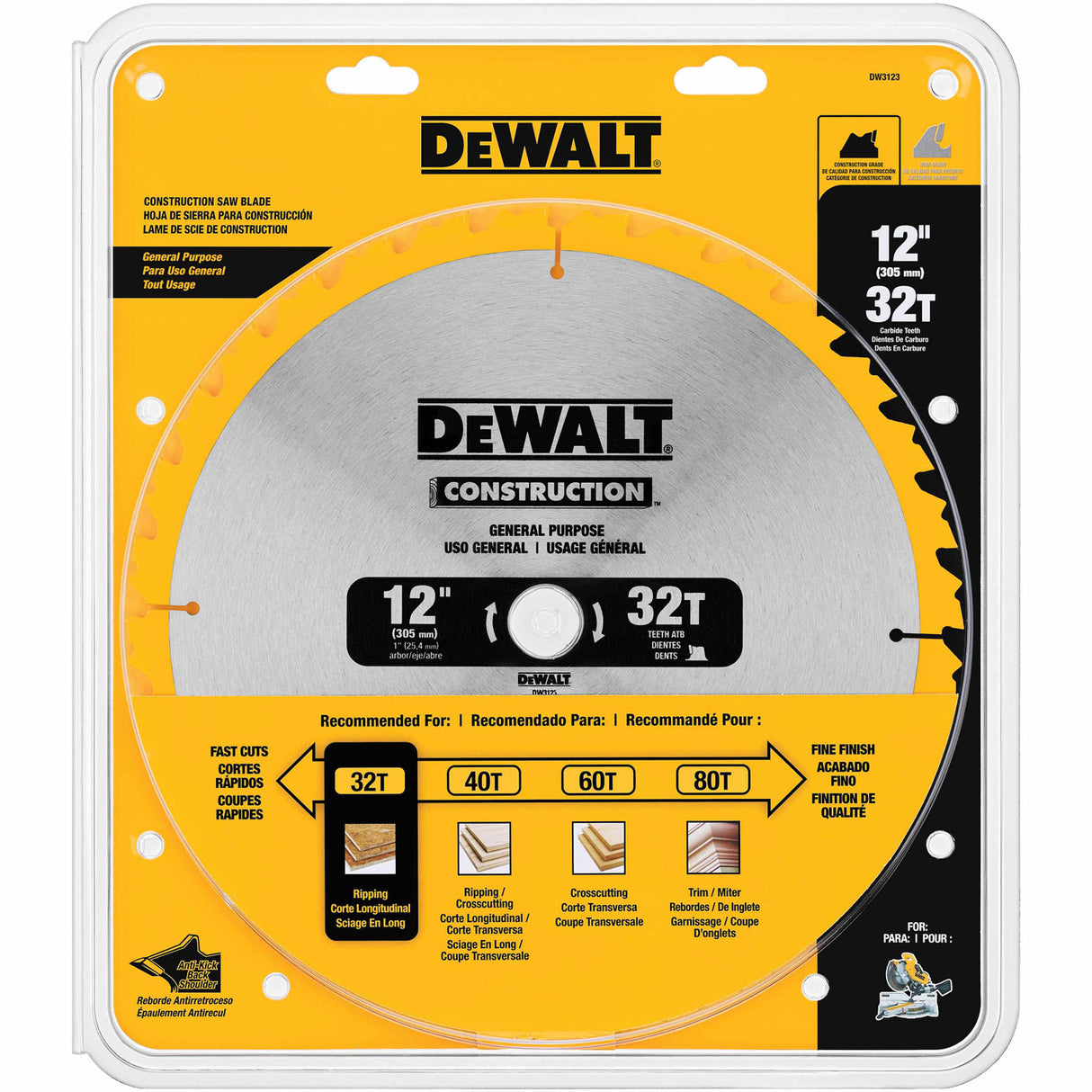 DeWalt DW3123 Series 20 12" 32T General Purpose Saw Blade - 2