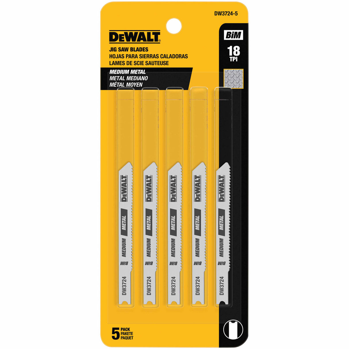 DeWalt DW3724-5 3" 18 TPI U-Shank Medium Metal Cutting Cobalt Alloy Steel Jig Saw Blade (5 pack) - 2