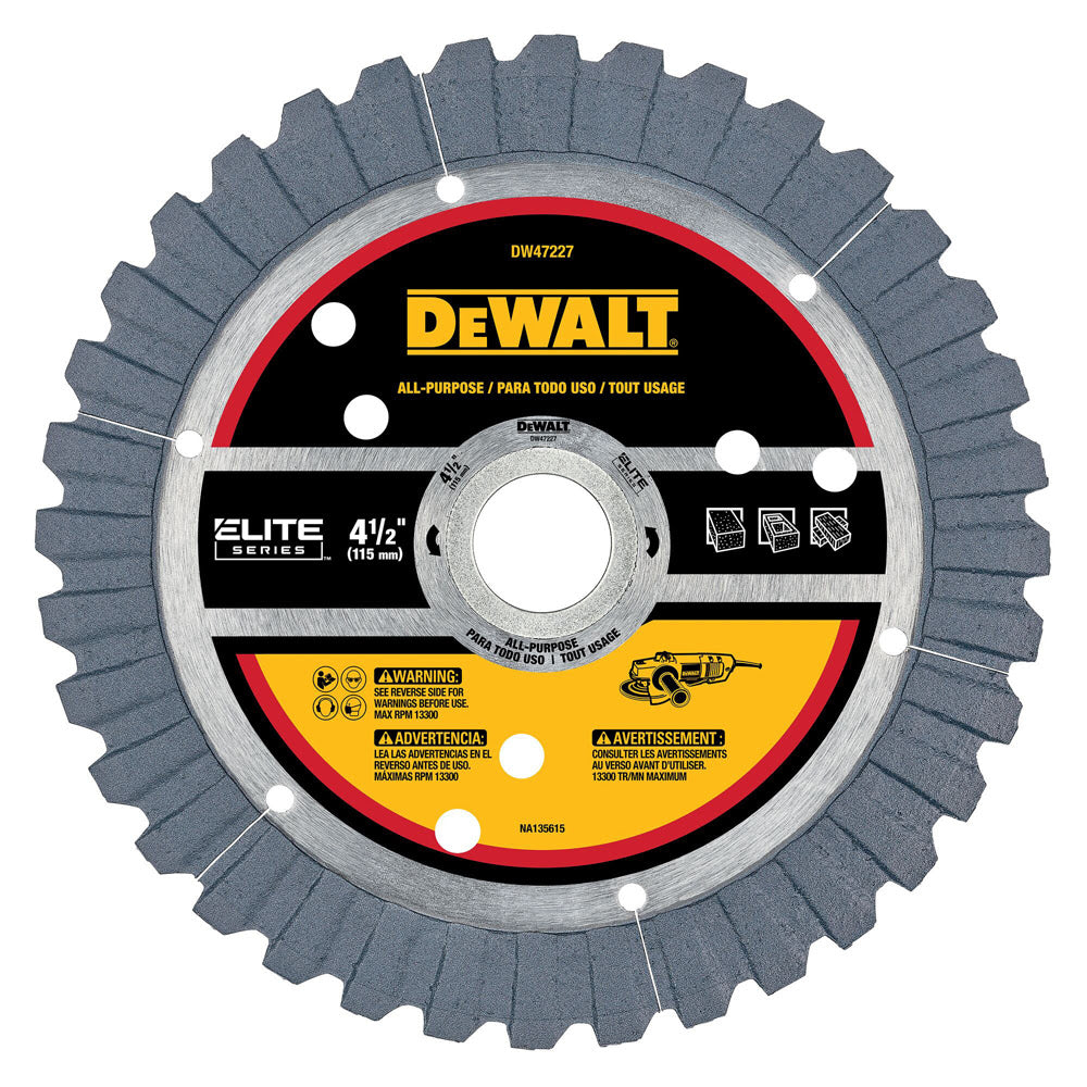 DeWalt DW47227 Elite Series 4.5 IN. All-Purpose Diamond Blade