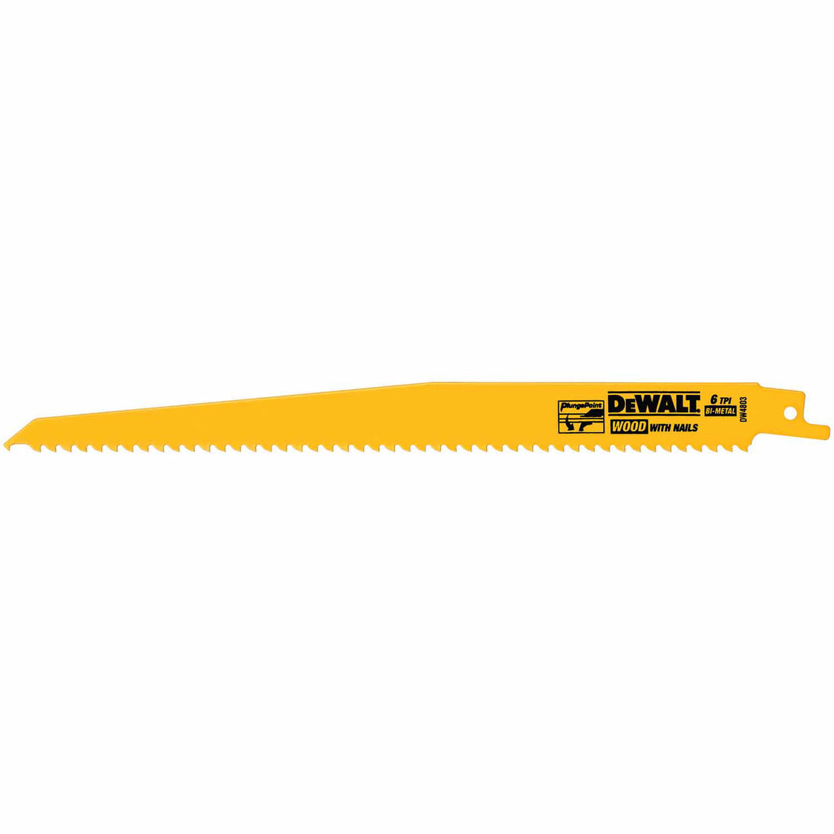 DeWalt DW4803 9" 6 TPI Taper Back Bi-Metal Reciprocating Blade, General Purpose Wood (5 pack)