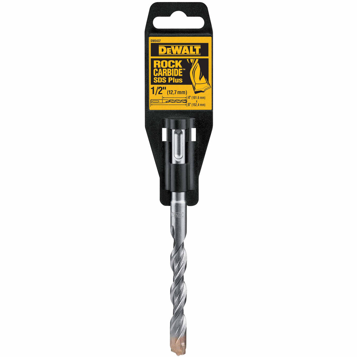 DeWalt DW5437 1/2" x 4" x 6" Rock Carbide SDS Plus Hammer Bit, 2 Cutter - 7