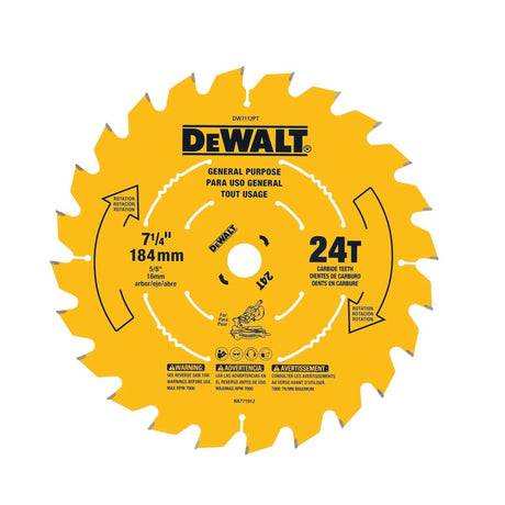 DeWalt DW7112PT 7-1/4" 24T Carbide Tipped Precision Trim Miter Saw Blade