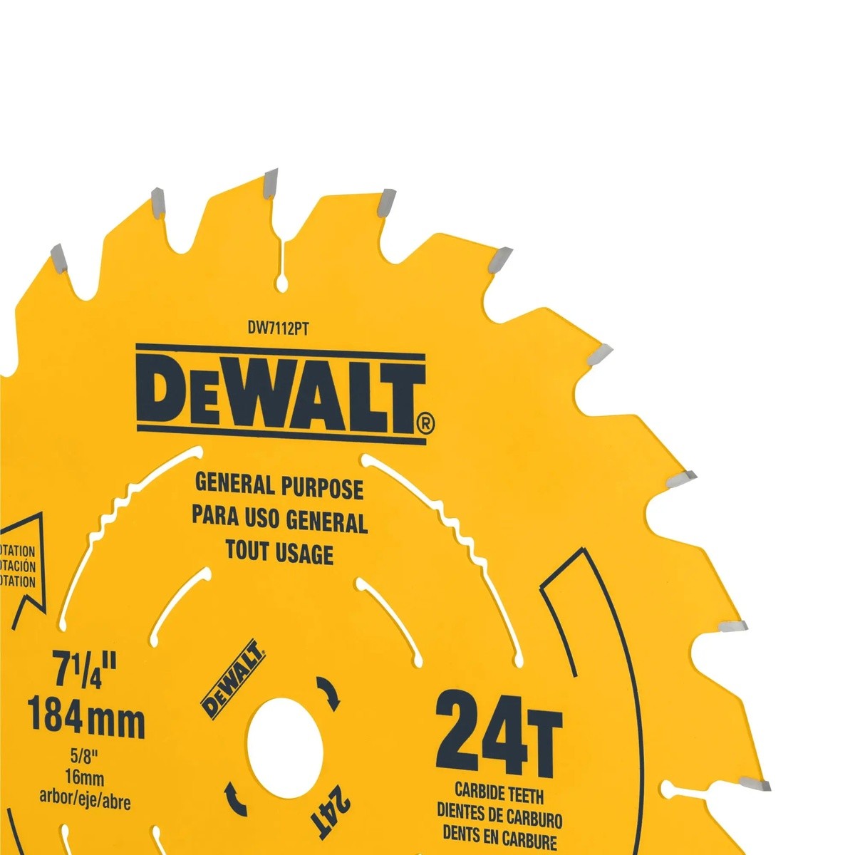 DeWalt DW7112PT 7-1/4" 24T Carbide Tipped Precision Trim Miter Saw Blade - 3