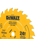 DeWalt DW7112PT 7-1/4" 24T Carbide Tipped Precision Trim Miter Saw Blade - 3